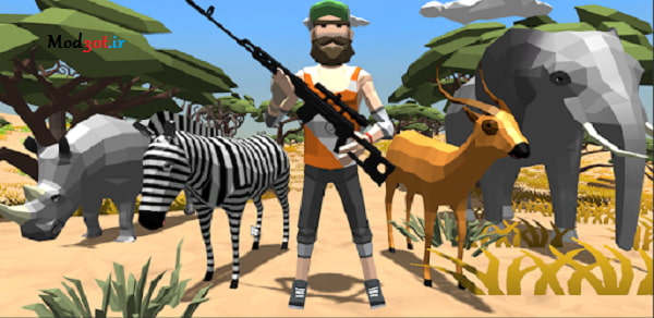 دانلود بازی اکشن شکار چندضلعی سفری اندروید polygon hunting: Safari